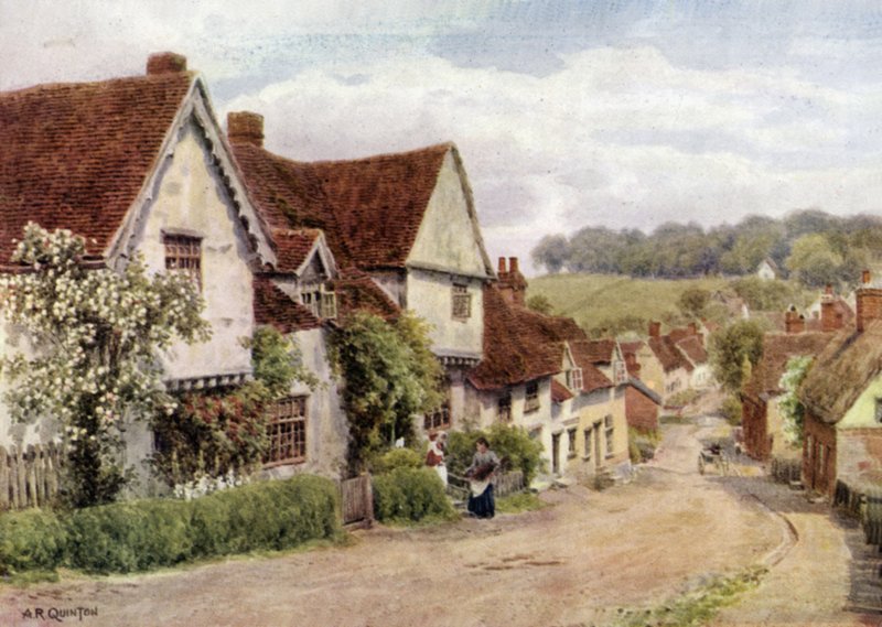 Het Dorpsstraat, Kersey, Suffolk door Alfred Robert Quinton