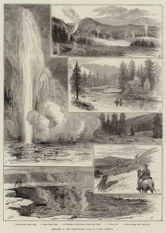 Schetsen in het Yellowstone Park van Noord-Amerika door Alfred W. Cooper