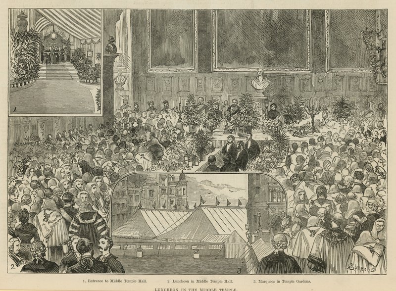 De Koninklijke Hoven van Justitie: Lunch in de Middle Temple door Alfred Chantrey Corbould