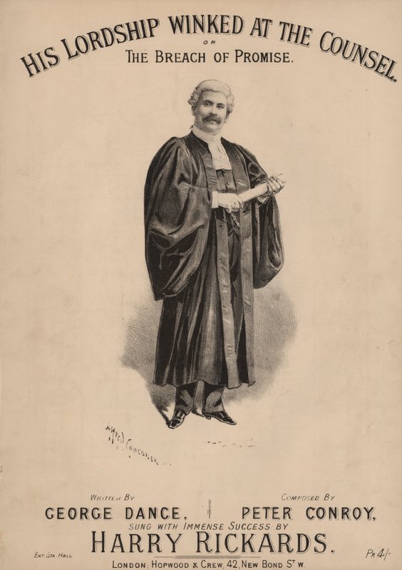Zijn Heerlijkheid knipoogde naar de raadsman, of De beloftebreuk (kleur litho) door Alfred Concanen