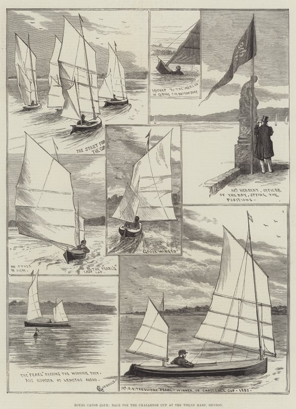 Royal Canoe Club, Race voor de Challenge Cup bij de Welsh Harp, Hendon door Alfred Courbould