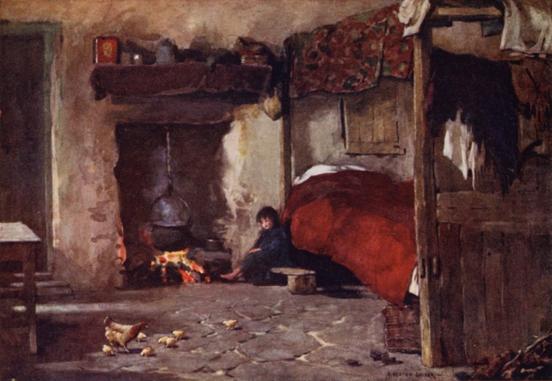 Een Cottage Interieur, Achill Island door Alfred Heaton Cooper