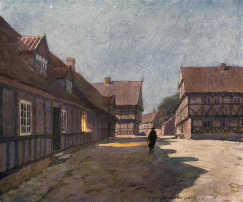 Denemarken: Aarhus, De Oude Stad door Alfred Heaton Cooper