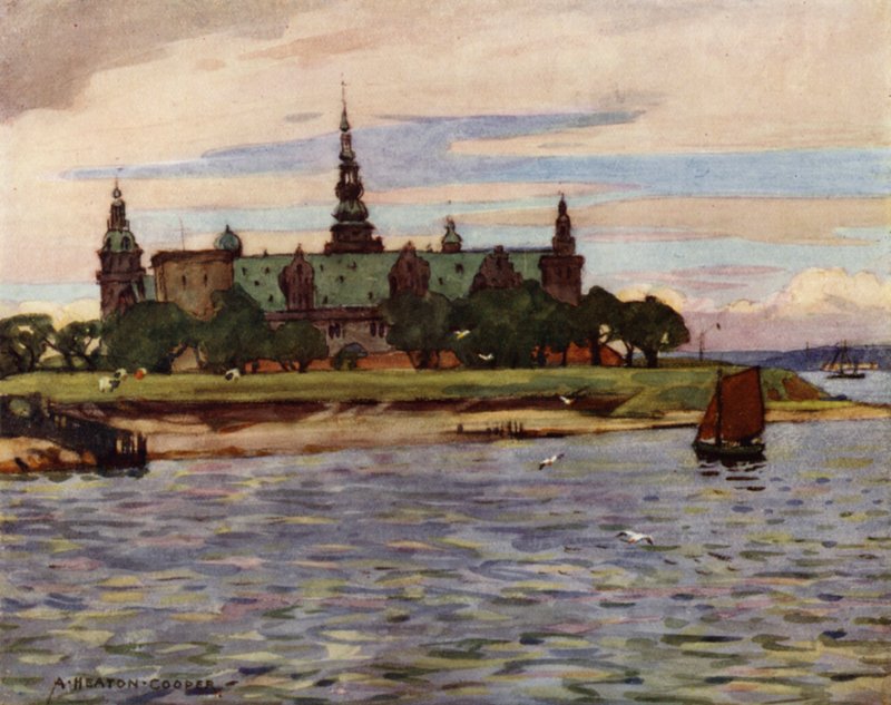 Denemarken: Helsingør, Kasteel Kronborg door Alfred Heaton Cooper
