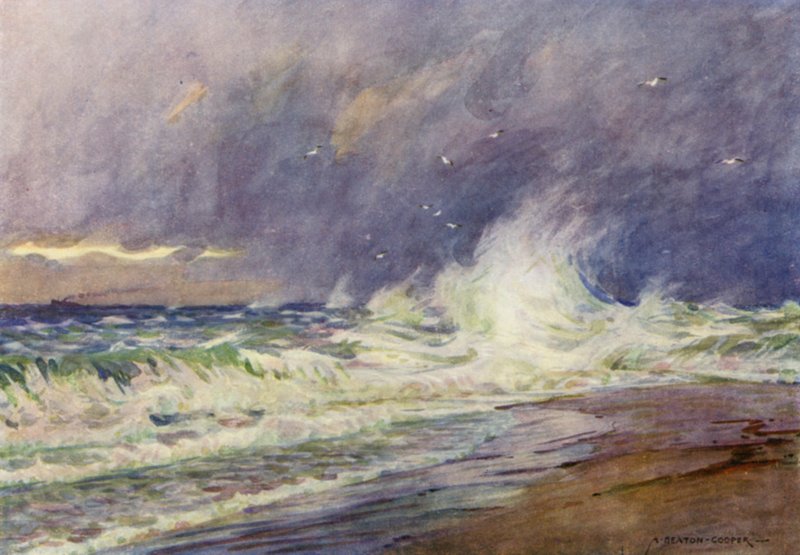 Denemarken: De Skaw, Ontmoeting van de Noordzee en het Kattegat door Alfred Heaton Cooper