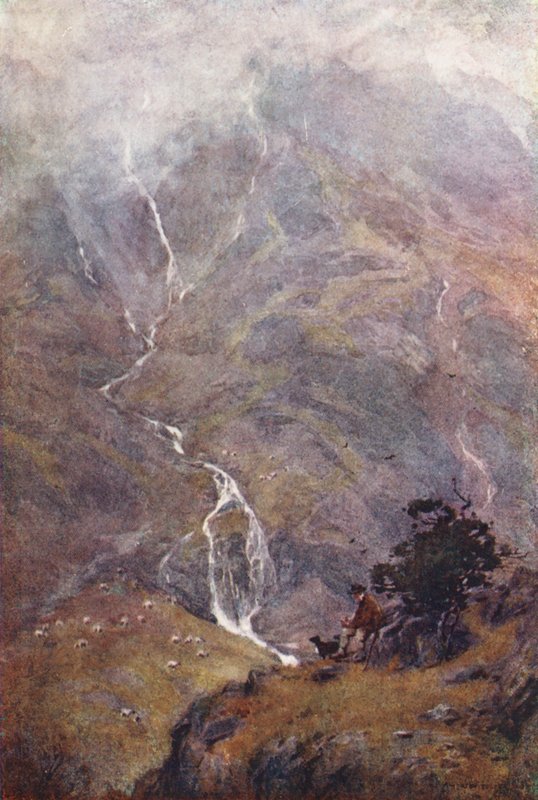Lake District: De herder, Yewdale, Coniston door Alfred Heaton Cooper