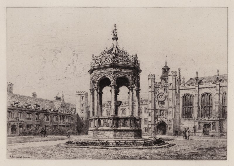 Cambridge: De Grote Hof van Trinity College door Alfred Louis Brunet Debaines