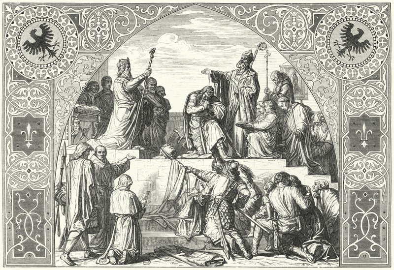 De doop van de Saksische hoofdman Widukind, 785 door Alfred Rethel