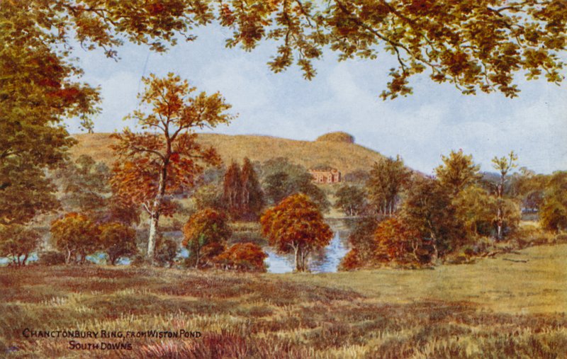 Chanctonbury Ring, vanaf Wiston Pond, South Downs door Alfred Robert Quinton
