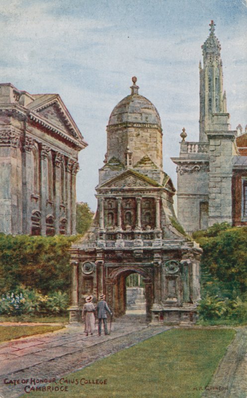 Poort van Eer, Caius College, Cambridge (kleur litho) door Alfred Robert Quinton