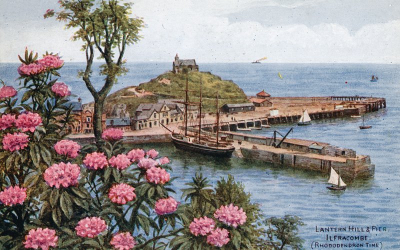 Lantaarnheuvel en Pier, Ilfracombe, (Rhododendrontijd) door Alfred Robert Quinton