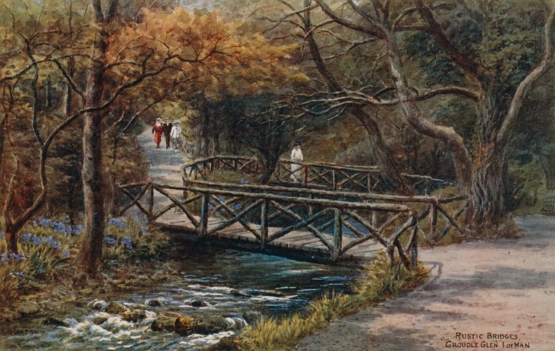 Rustieke bruggen, Groudle Glen, I of Man door Alfred Robert Quinton