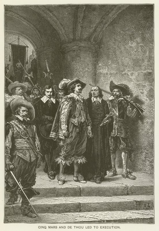 Cinq Mars en De Thou naar de executie geleid door Alfred de Vigny