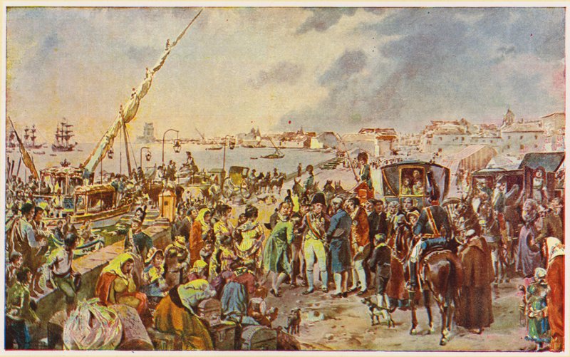 Jan van Braganza, Prins-Regent van Portugal, vertrekt naar Brazilië door Alfredo Roque Gameiro