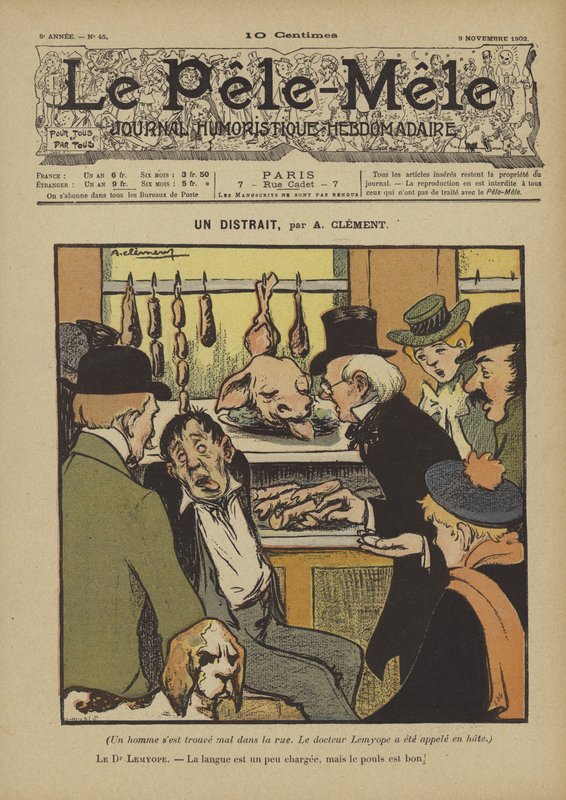 Un distrait. Illustratie voor Le Pele-Mele, 1902 door Aline Clement
