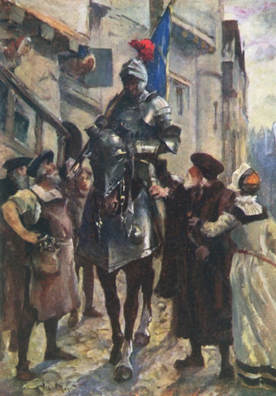 Een Boodschapper van Flodden brengt het Slechte Nieuws naar Edinburgh door Allan (after) Stewart