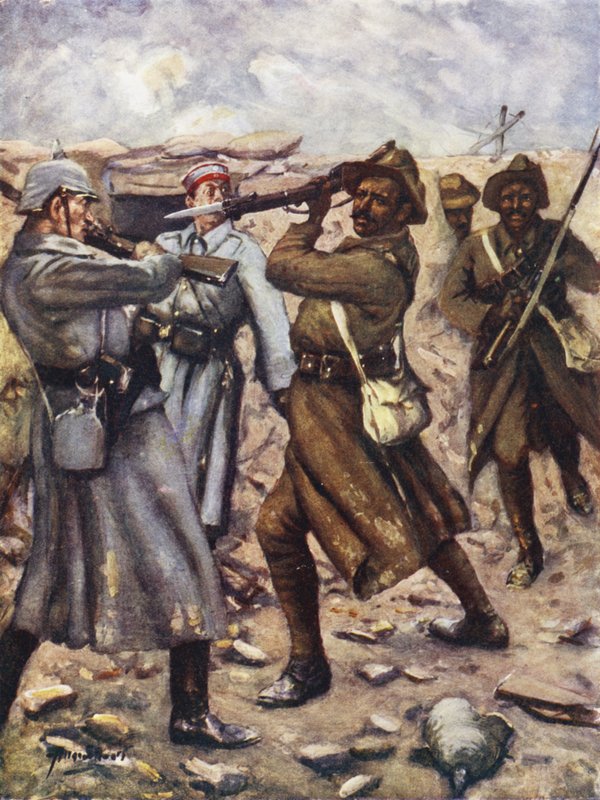 De eerste Indiër die het Victoria Cross won - Naik Darwan Singh Negi, Festubert, Frankrijk, november 1914 door Allan (after) Stewart
