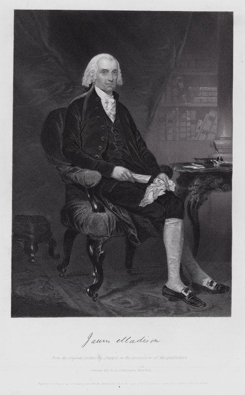 James Madison (gravure) door Alonzo (after) Chappel