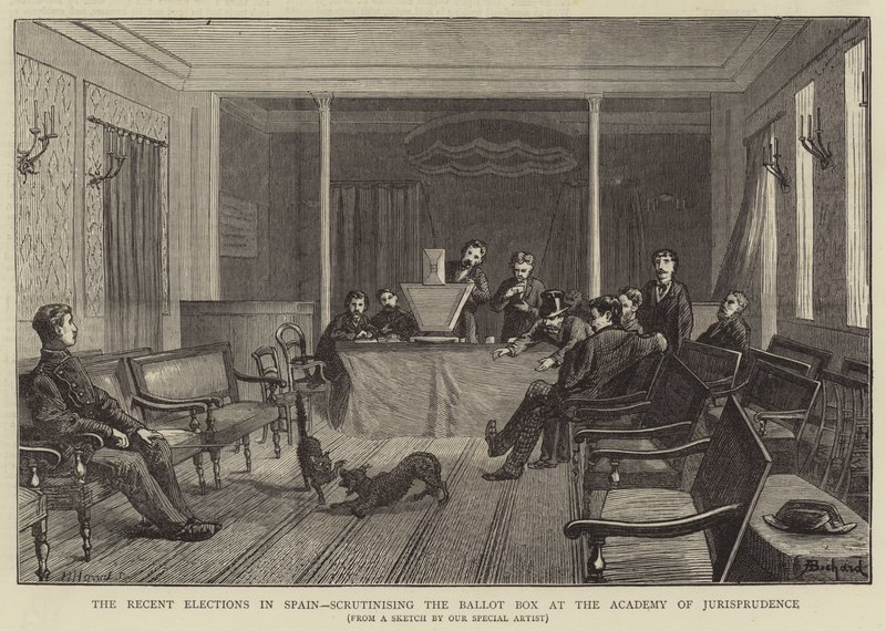 De recente verkiezingen in Spanje, het stembusonderzoek bij de Academie voor Jurisprudentie door Alphonse Adolphe Bichard