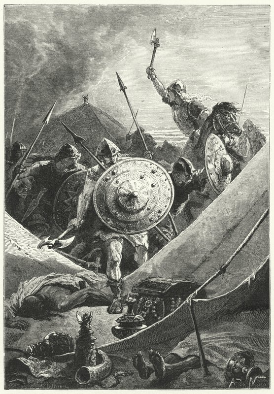 Aanval op een Moors kamp (gravure) door Alphonse Marie de (after) Neuville