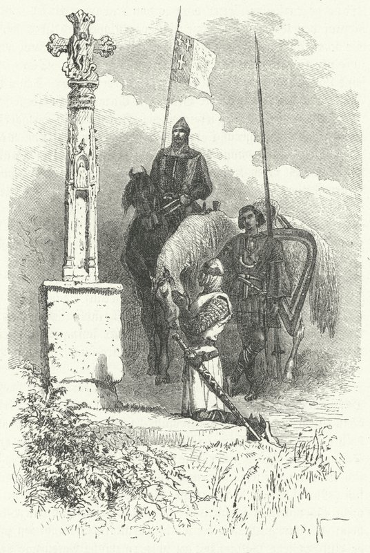 Ferdinand I van Leon die bidt voor een kruis door Alphonse Marie de (after) Neuville