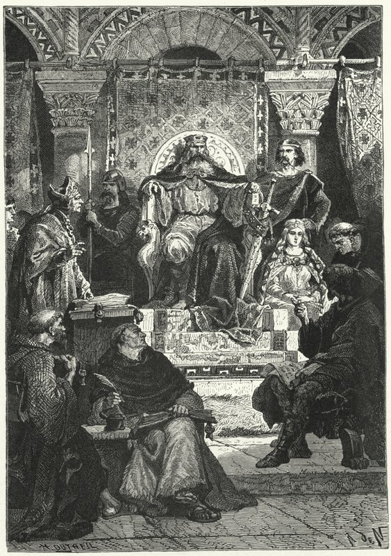 Vergadering van de raad van keizer Karel de Grote door Alphonse Marie de (after) Neuville