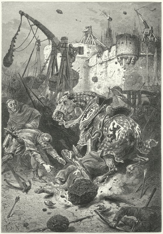 De dood van Simon de Montfort bij het Beleg van Toulouse door Alphonse Marie de (after) Neuville