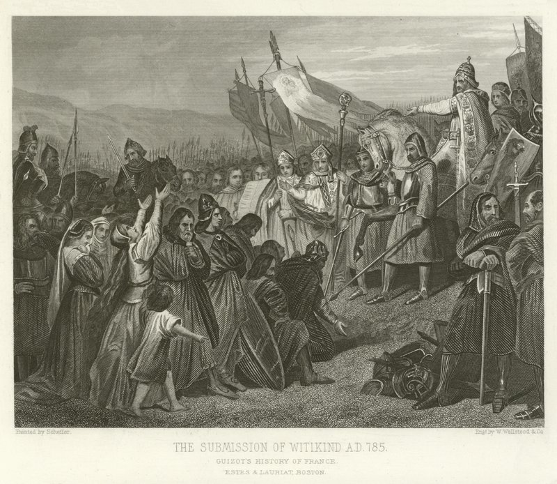 De Onderwerping van Witikind, AD 785 door Alphonse Marie de Neuville