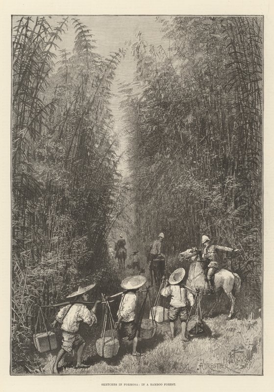 Schetsen in Formosa, in een bamboebos door Amedee Forestier