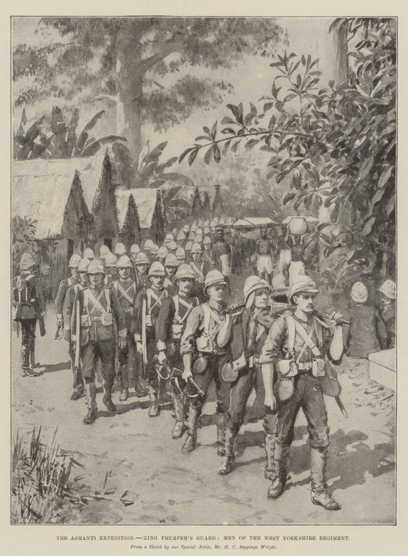 De Ashanti-expeditie, de wacht van koning Prempeh, mannen van het West Yorkshire Regiment door Amedee Forestier