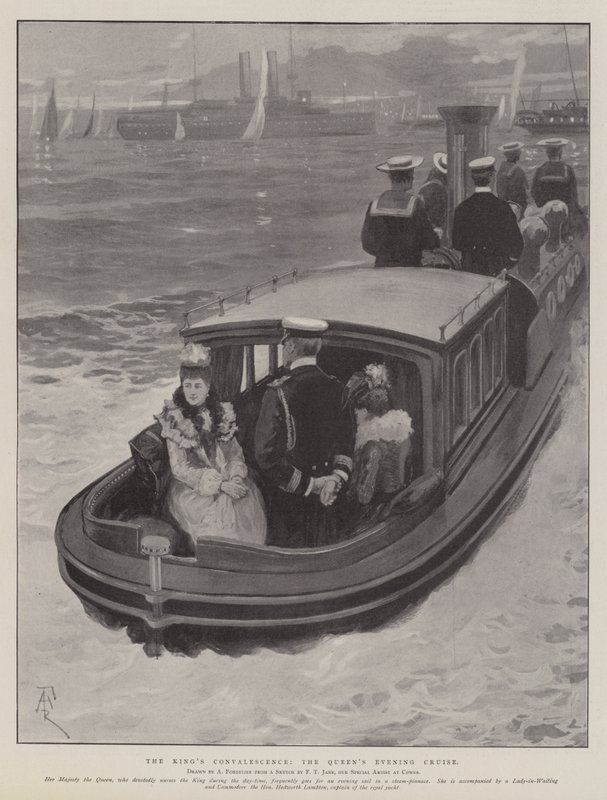 Het herstel van de koning, de avondcruise van de koningin door Amedee Forestier