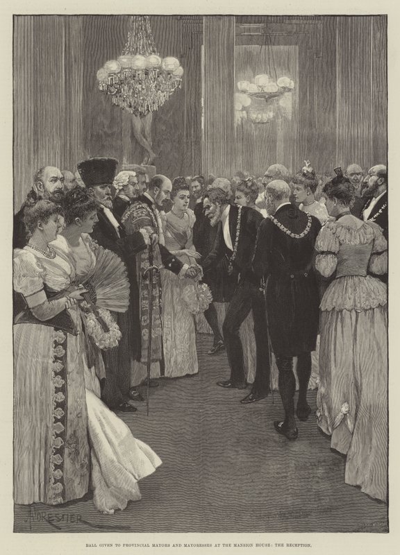 Bal gegeven aan provinciale burgemeesters en burgemeestersvrouwen in het Mansion House, de receptie door Amedee Forestier