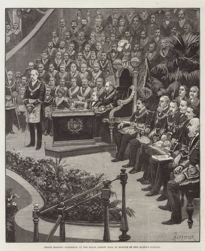 Groot Vrijmetselaarsbijeenkomst in de Royal Albert Hall ter ere van het jubileum van de koningin door Amedee Forestier