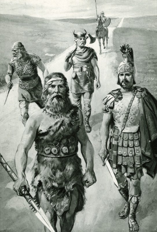Wegen van Engeland: Oude Britse Hoofdman, Romeinse Soldaat, Saks, Deen en Normandiër door Amedee Forestier