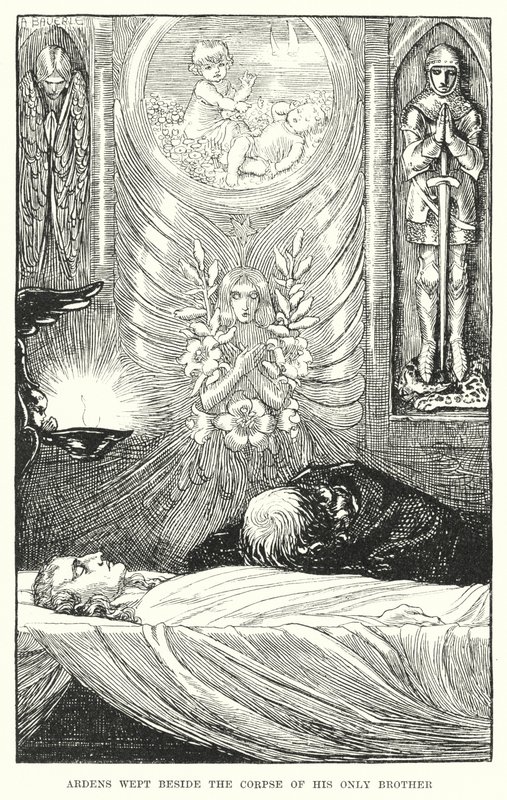 Ardens huilde naast het lijk van zijn enige broer (gravure) door Amelia M. (attr.to) Bowerley or Bauerle