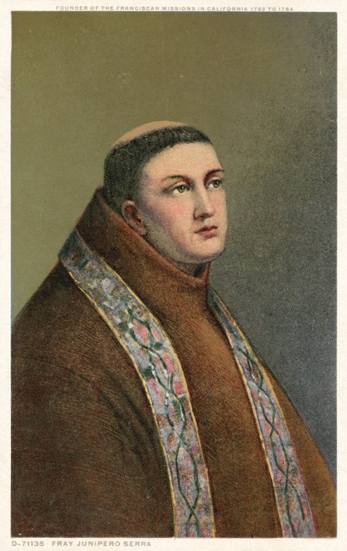 Fray Junipero Serra, oprichter van de Franciscaner Missies in Californië 1769 tot 1784 door American School