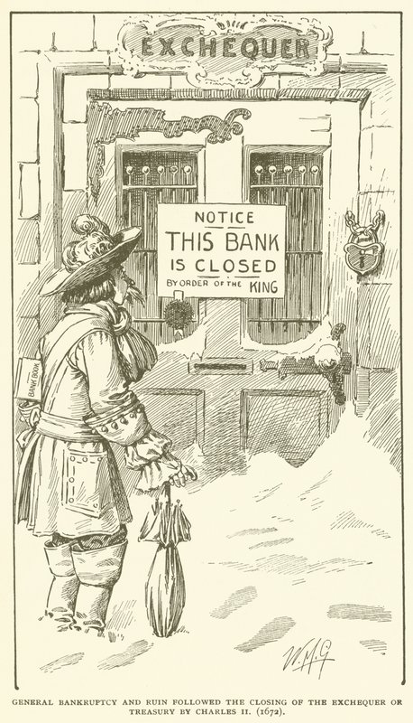 Algemeen faillissement en ondergang volgden op de sluiting van de Schatkist door Karel II (1672) door American School