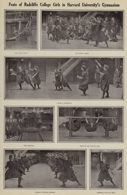 Prestaties van Radcliffe College meisjes in de gymzaal van Harvard University door American Photographer (after)