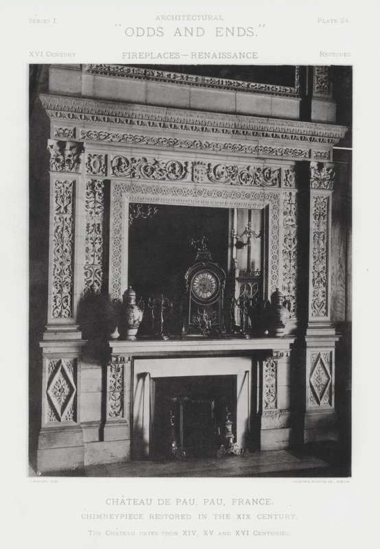 Open haard: Chateau De Pau, Pau, Frankrijk (zwart-wit foto) door American Photographer (after)