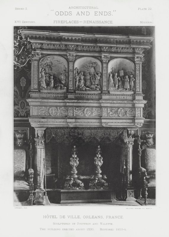 Open haard: Hotel De Ville, Orleans, Frankrijk door American Photographer (after)