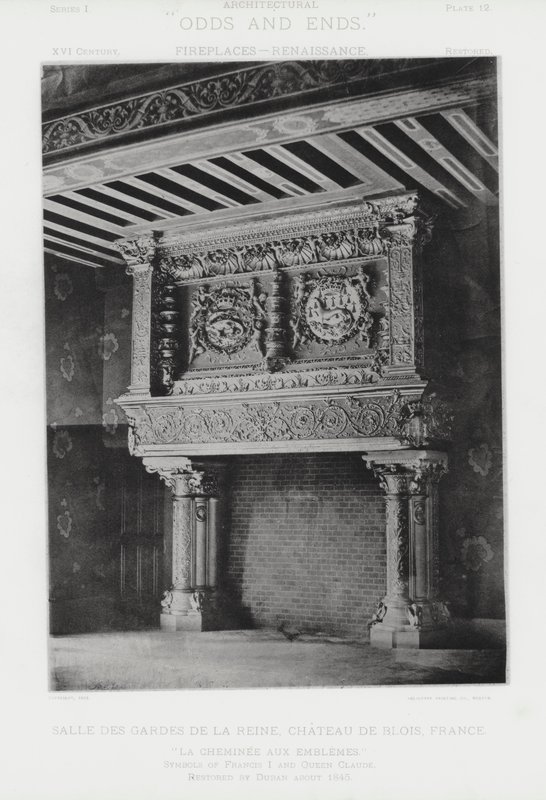 Open haard: Salle Des Gardes De La Reine, Chateau De Blois, Frankrijk (zwart-wit foto) door American Photographer (after)