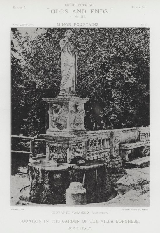 Fontein in de Tuin van de Villa Borghese, Rome, Italië door American Photographer (after)