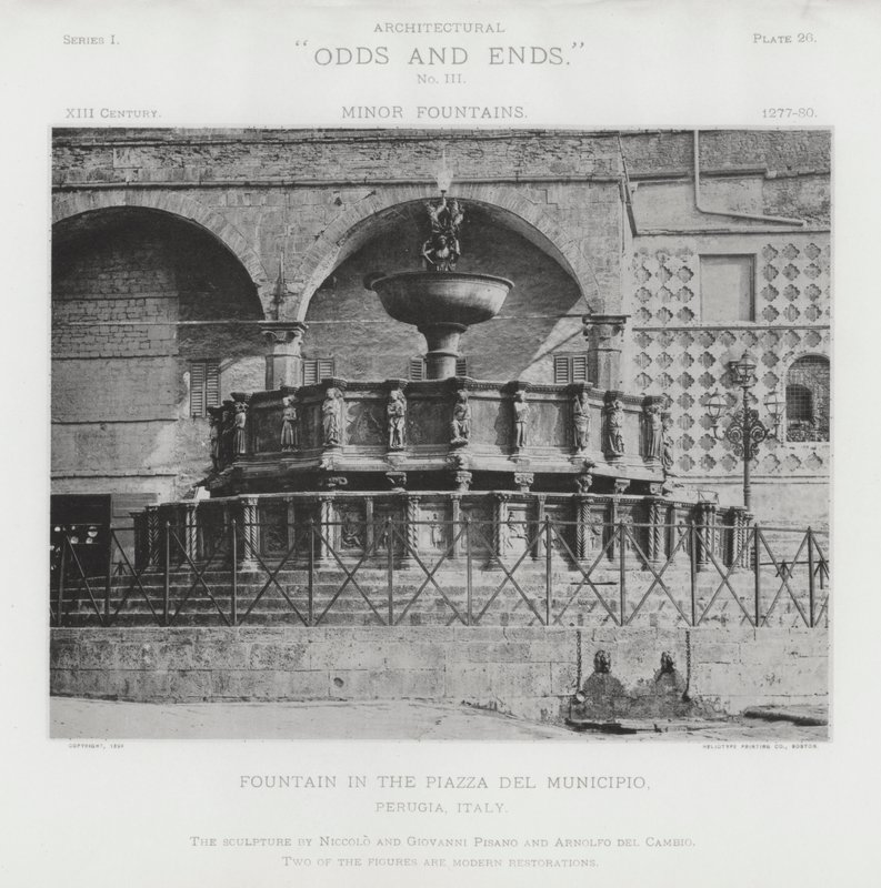 Fontein op het Piazza Del Municipio, Perugia, Italië door American Photographer (after)