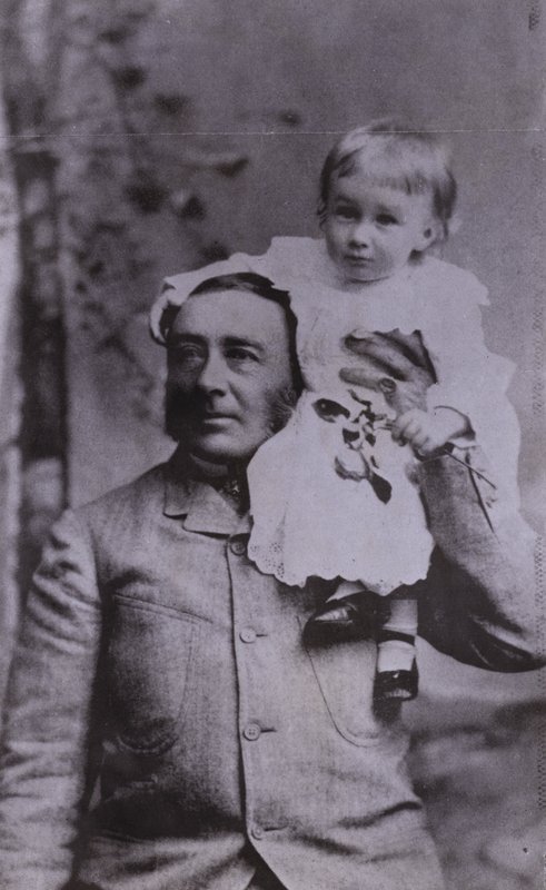 Franklin D Roosevelt, Amerikaanse politicus en 32e president van de Verenigde Staten, als jong kind met zijn vader door American Photographer (after)