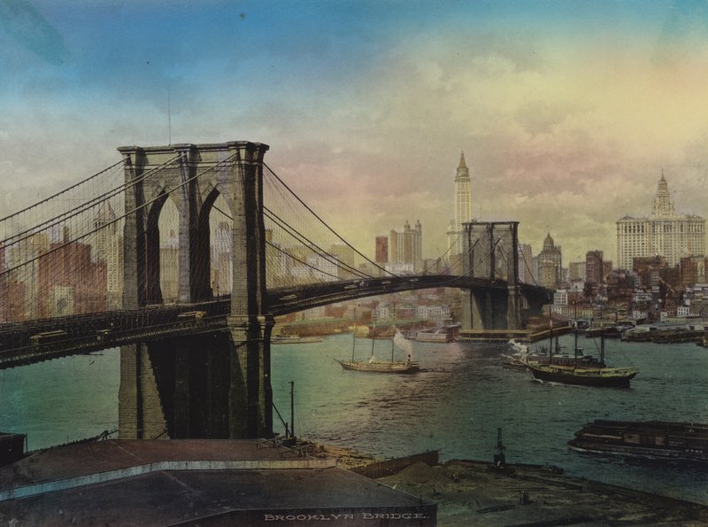 New York: Brooklyn Bridge en Lower New York door American Photographer (after)