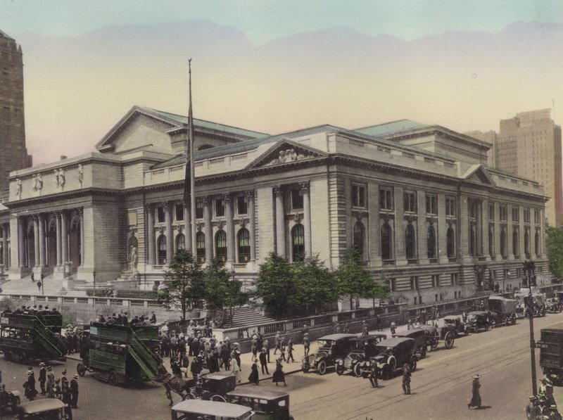 New York: Openbare Bibliotheek, Fifth Avenue en West 42nd Street door American Photographer (after)
