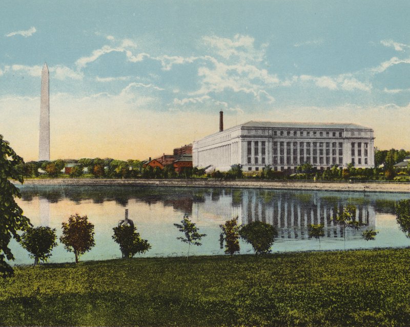 Washington DC: Het nieuwe Bureau voor Drukwerk en Gravure in Potomac Park en Basin door American Photographer (after)