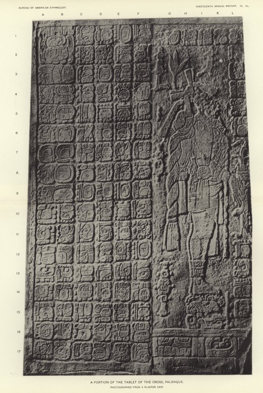 Een deel van de tablet van het kruis, Palenque door American Photographer