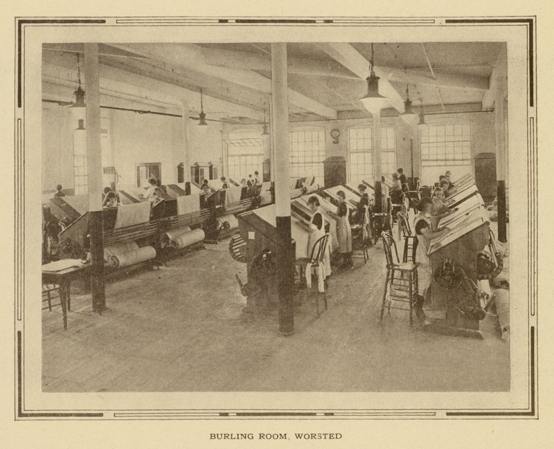 Amoskeag fabriek: Burling Kamer, Worsted (z/w foto) door American Photographer