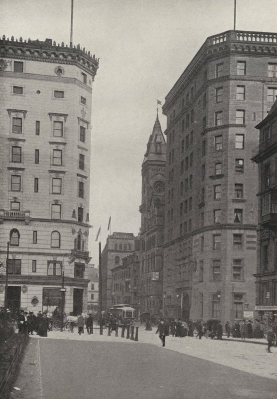 Boston: Masonic Temple, YMCU, Hotel Touraine, Boylston Street (z/w foto) door American Photographer